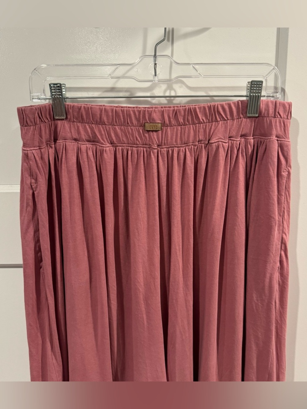 NEW Lunya Pima Organic Cotton Wide-Leg Pull-On Lounge Pants Mauve Red Pink Sz L - Picture 4 of 14